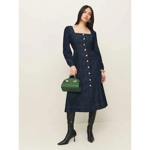 NWT Size 2 - Reformation Celeste Maxi Dress - 100% Denim Cotton (NWT US$248) - Picture 3 of 10